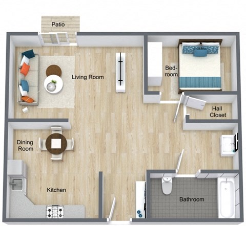 a floor plan of a bedroom with a living room and a dining room